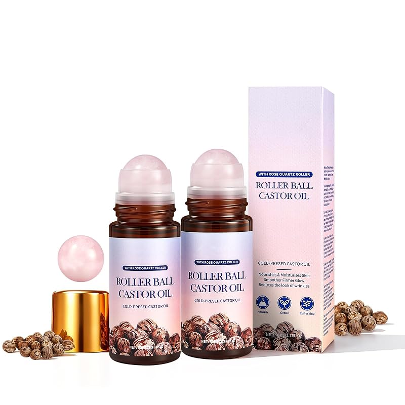Óleo de rícino NIZENTA em roll-on com roller de quartzo-rosa, 2 unidades