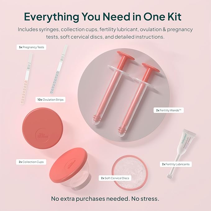 Complete Home Insemination Kit – Fertility Syringes, Purpose-Designed Collection Cups, Cervical Discs, Fertility Lubricant, Ovulation & Pregnancy Tests – All-in-One TTC Kit(Complete Kit)