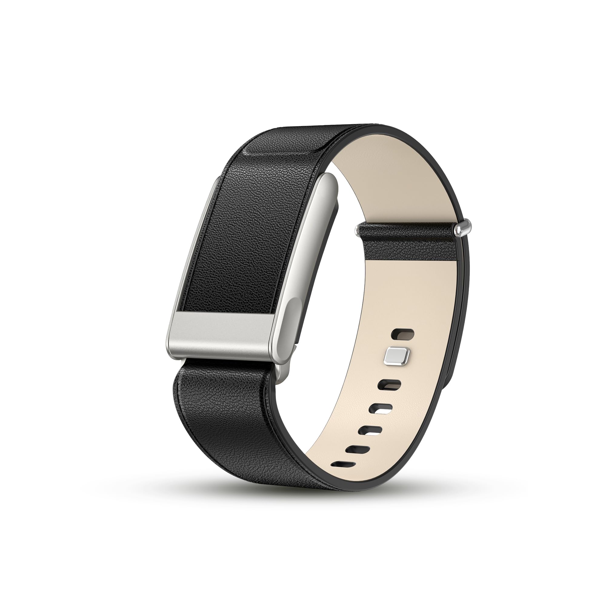 DADO Luxe Tapered Leather Replacement Band Compatible with WHOOP 5.0, One, Peak, and Life Fitness Tracker – Durable & Comfortable | Not for Whoop Gen 4 (Black Silver, Life/MG)