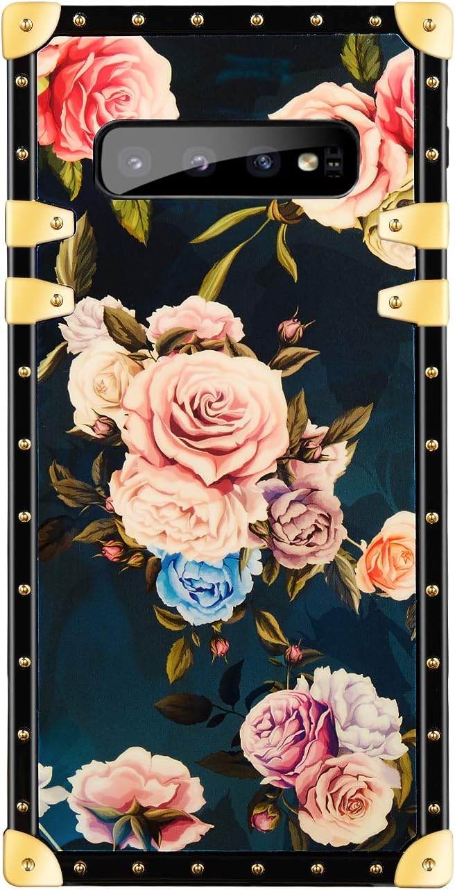 Flower Luxury Case for Samsung Galaxy S10,3D Soft Colorful Rose Floral Rivet Pattern Cute Design Slim Cover,Unique Women Girls Lady Phone Skin, Color TPU Cases for Galaxy S10