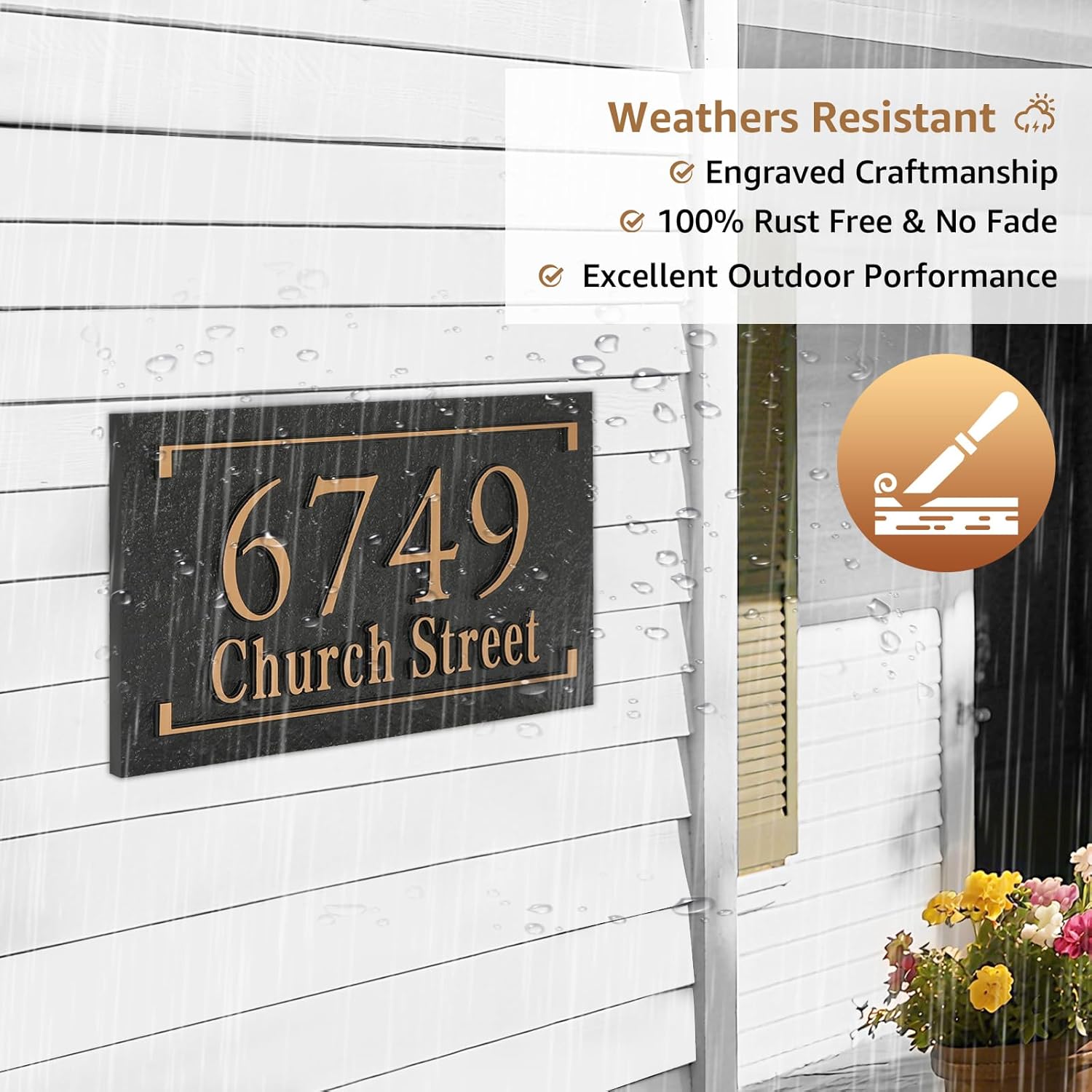 Personalized Address Plaque - Outdoor Address Sign for House,House Number Plaque Sign,House Numbers for Outside Multiple Colors Metal & Large Options 12 x 5.9 inch (Style 5)
