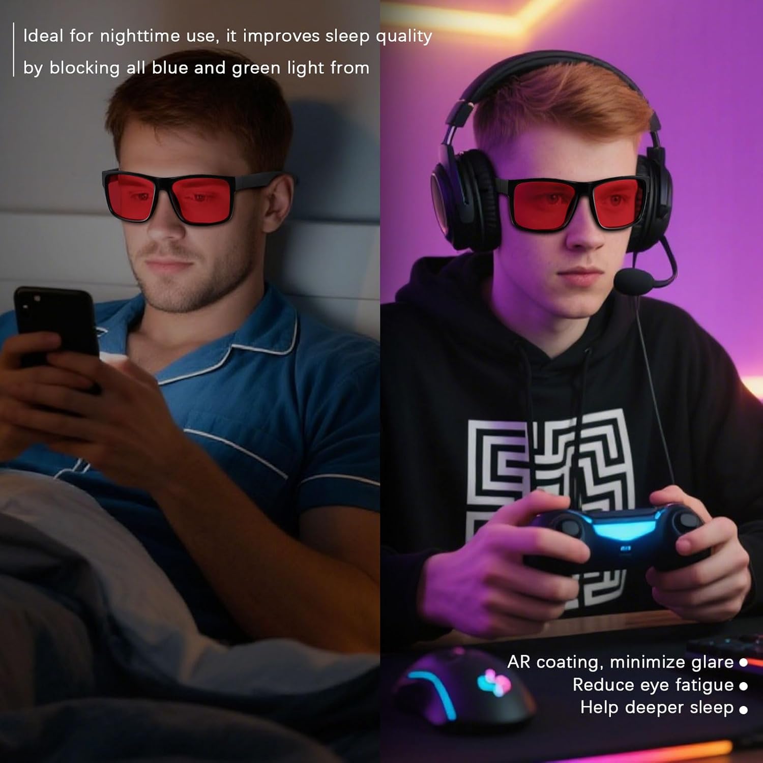 ANDWOOD Blue Light Blocking Glasses Men Women Computer TV Gaming AR Coatings Lens Improve Sleep Naturally Producing Melatonin - Image 3