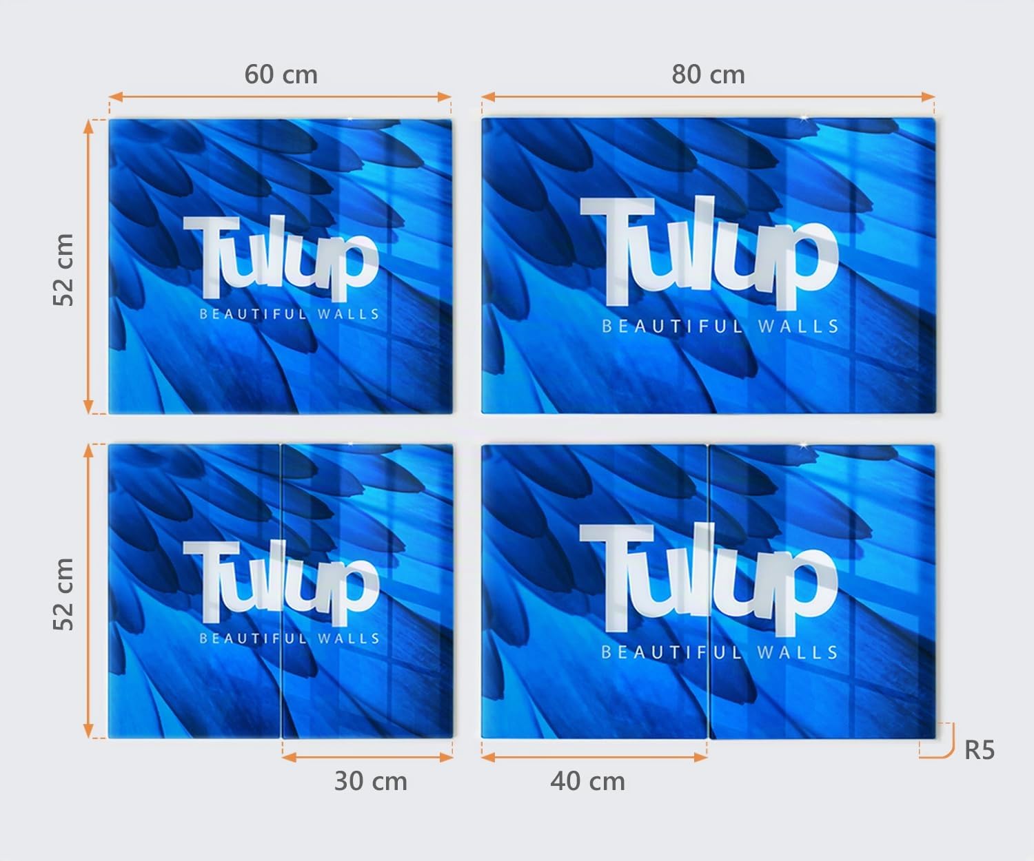 Tulup Tagliere Vetro Temperato - 80x52cm - Copri Piano Cottura - Marmo