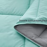 Vista 7 de HIG - Edredón reversible y ligero, inserto de colcha de plumón alternativo para todas las estaciones, edredón de verano acolchado con pestañas