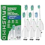Brushmo e-Series Variety Replacement Toothbrush Heads, Compatible with Philips Sonicare Screw-on Toothbrush Handles, 6 Variety Heads (Standard, Compact & Sensitive), Dupont Bristles, BM724+2, White