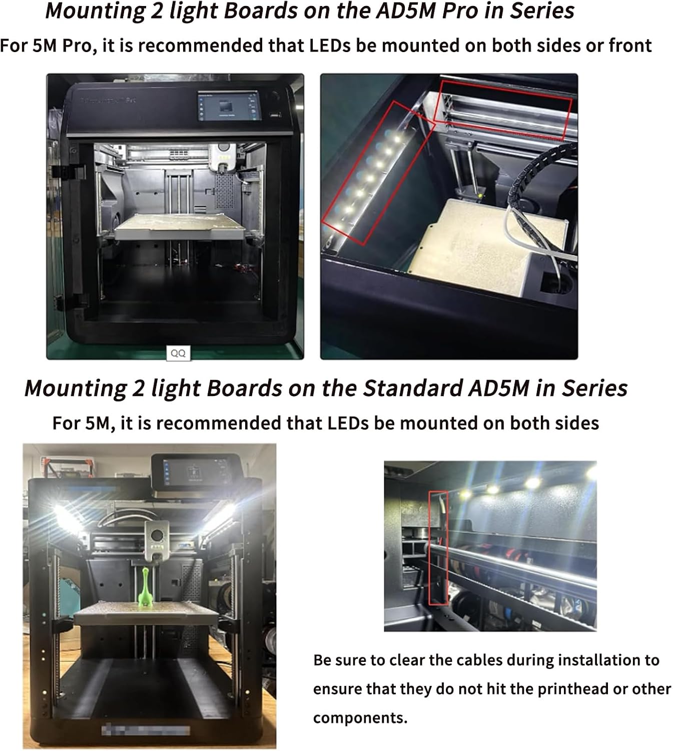 24V LED Light Board Kit(2Pcs) for Flashfoge AD5X/ 5M/ 5M Pro: White Lamp Bead High Brightness Lighting Strip Replacement - Increased AD5M Chamber Illumination 3D Printer Accessories image 4