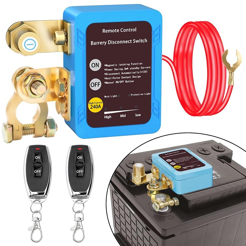 Interruptor de Desconexão da Bateria 12 V DNShorix com Controle Remoto, 240 A – Para Carro e Caminhão