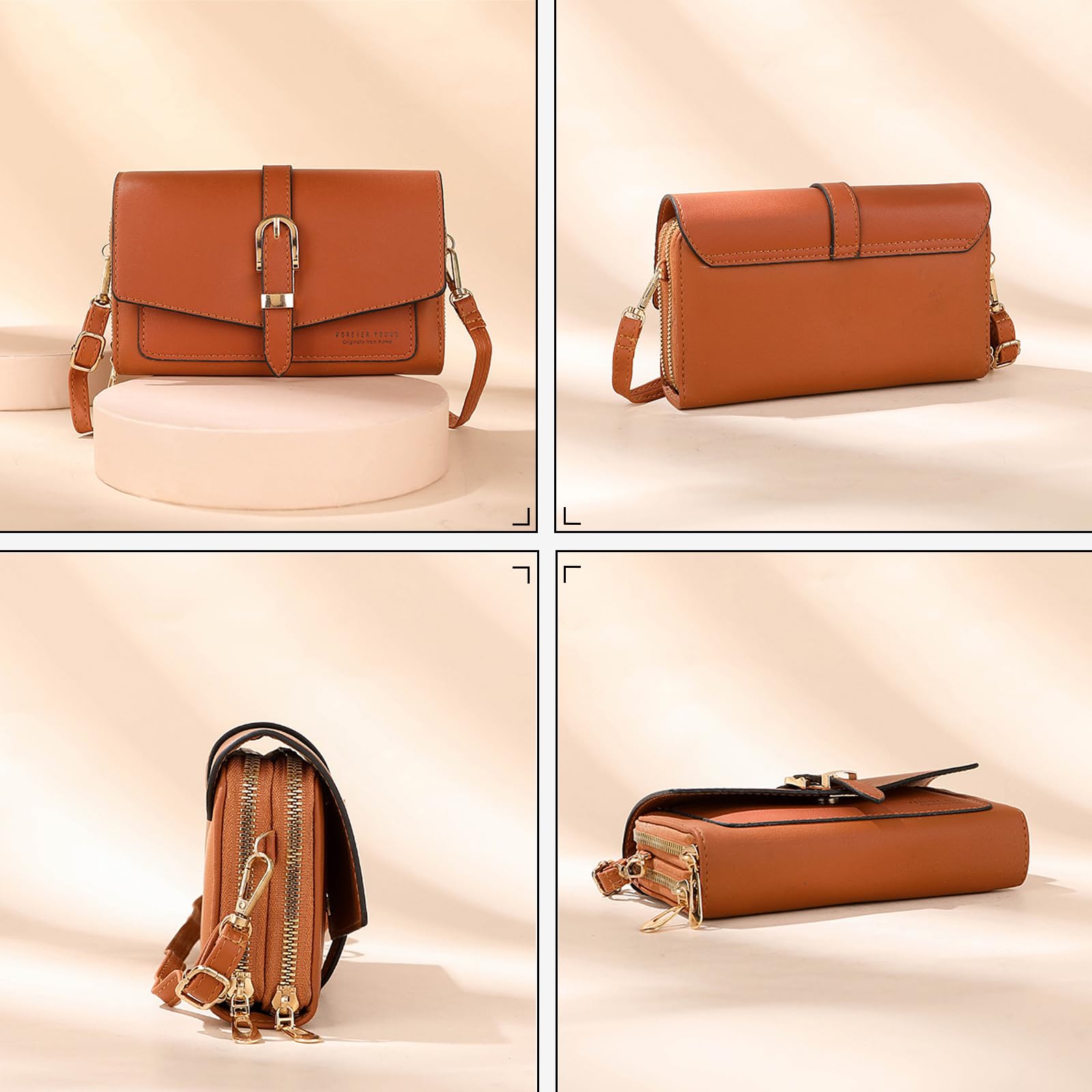 Elegante Portafoglio Borsa a Tracolla Donna Borsa per Cellulare Portamonete PU Carte di Credito Portafoglio per Festa Nozze Viaggio