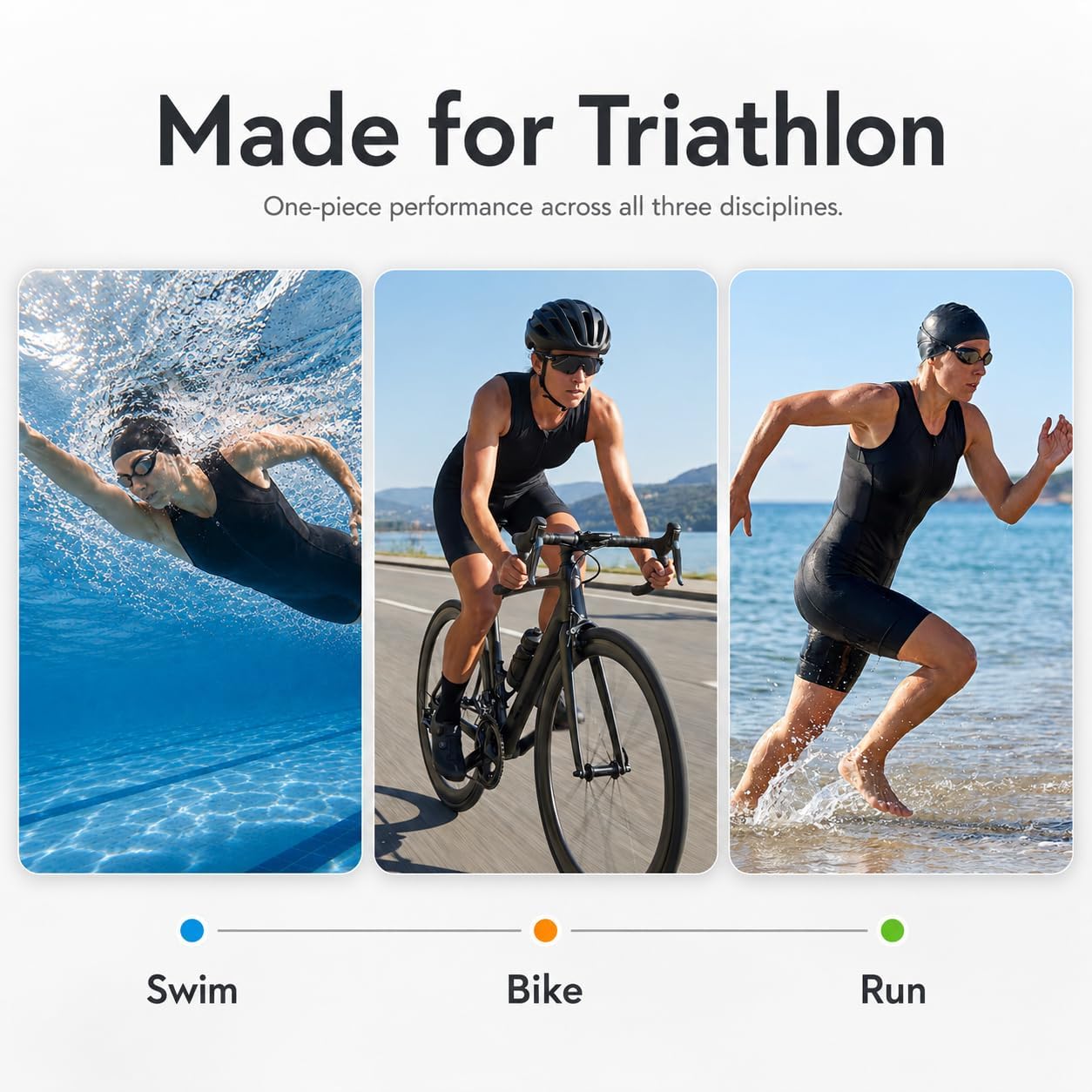 Przewalski Damen Triathlonanzug Ärmellos Trisuit mit Polster Half-Zip 2 Rückentaschen