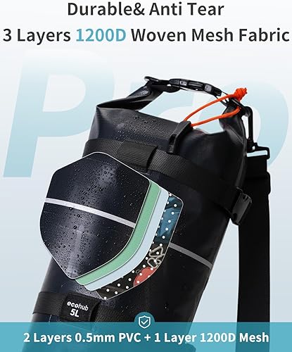 Miniatura 4 de ECOHUB Bolsa seca impermeable para mujeres y hombres, 5L10L20L Roll Top Bolsa de almacenamiento ligera en seco Mochila para viajes, kayak,