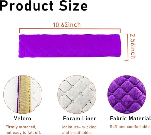 Miniatura 2 de Kewucn Paquete de 2 fundas suaves para cinturón de seguridad de automóvil, fundas universales para correa de hombro para cinturón de seguridad que