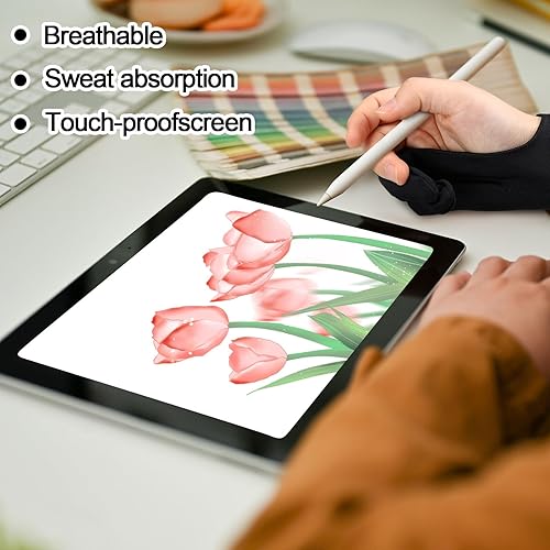 Miniatura 3 de 12 guantes de dibujo para tableta de dibujo, dos dedos para mano izquierda y derecha, lápiz digital para bocetos de papel, iPad, pintura de monitor,
