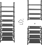 SONGMICS Shoe Rack, 8-Tier Shoe Shelf, Shoe Storage Organizer, Metal Frame, Non-Woven Fabric Shelves, for Entryway, Bedroom, 28 x 46 x 145 cm, Black ULSR24BK