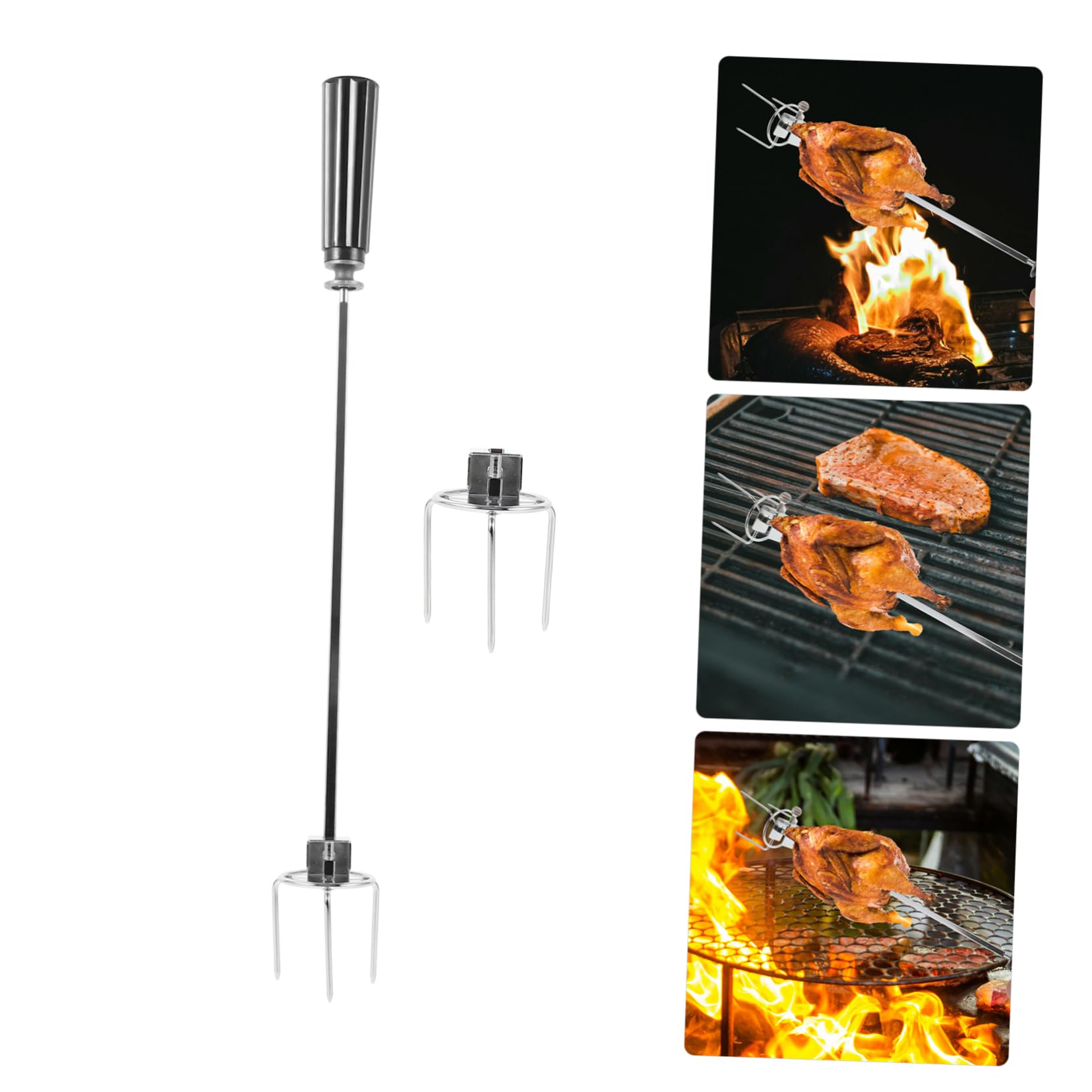 ibasenice 2 Set forchetta da barbecue spiedini alla griglia forchetta per grigliare la carne forchette per grigliate domestiche Fornitura di grigliate di pollo Acciaio inossidabile Silver