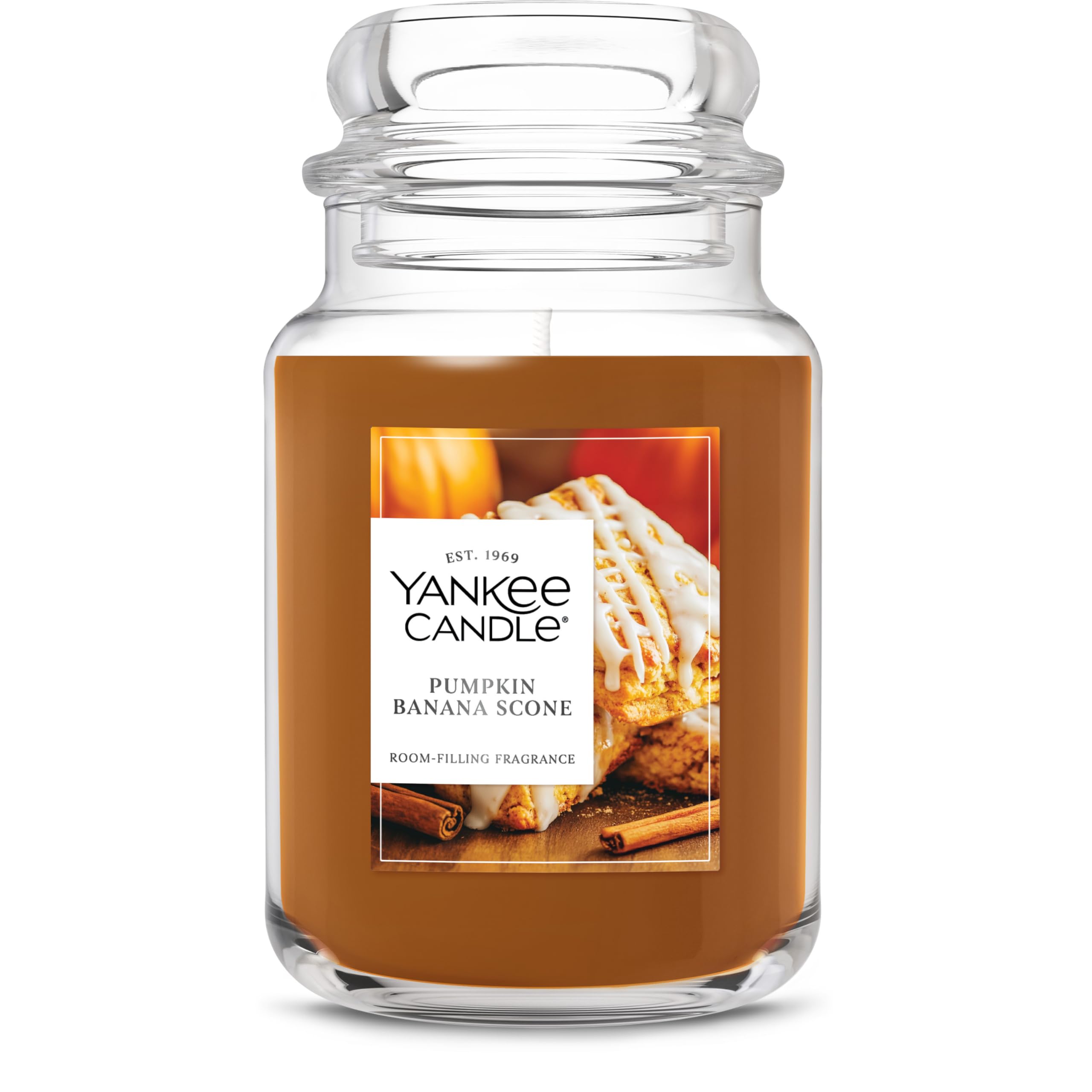 Yankee Candle Pumpkin Banana Scone, Herbstduftkerze, 625 ml, großes Glas mit bis zu 150 Stunden Brenndauer