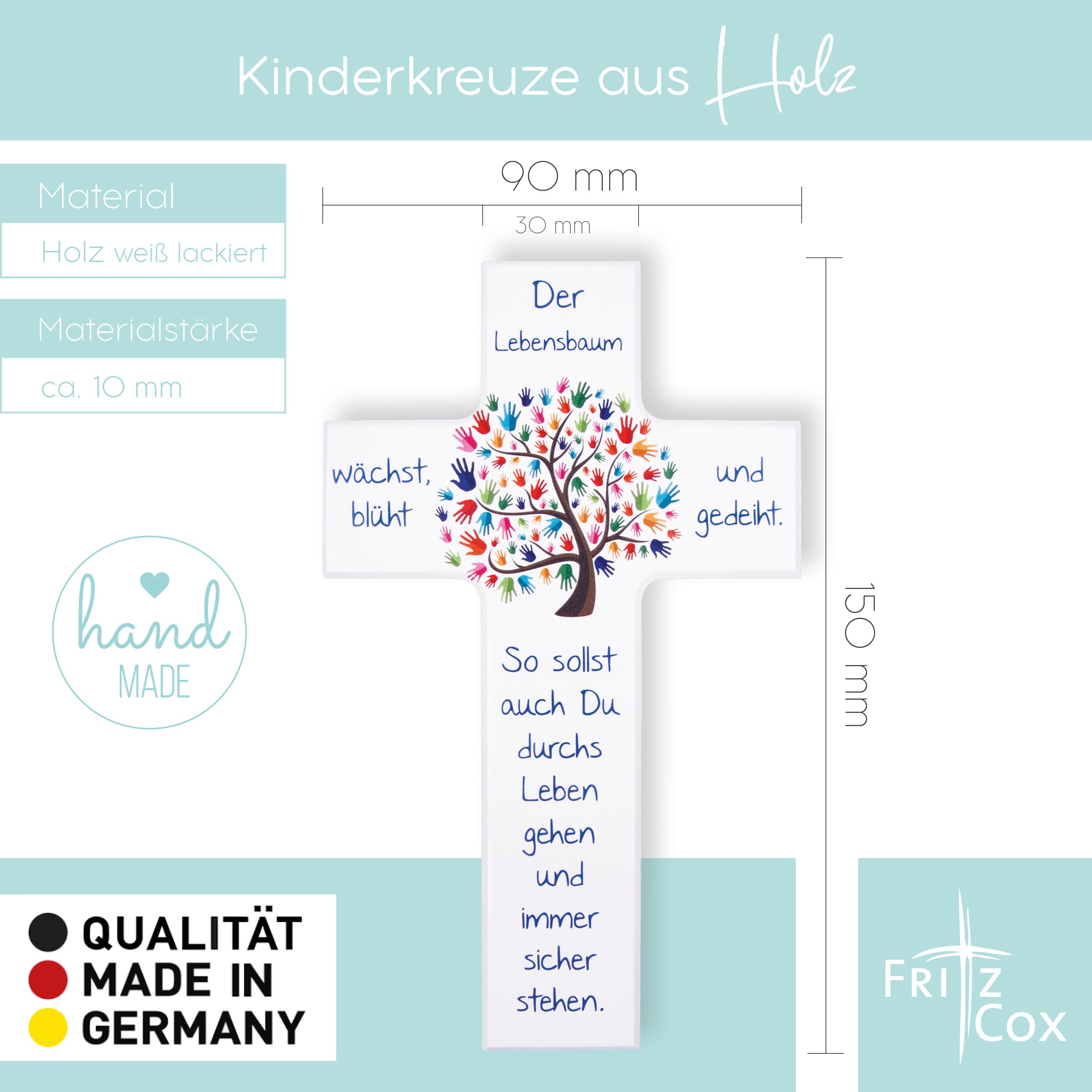 Fritz Cox Piccola croce da parete in legno come bella idea regalo