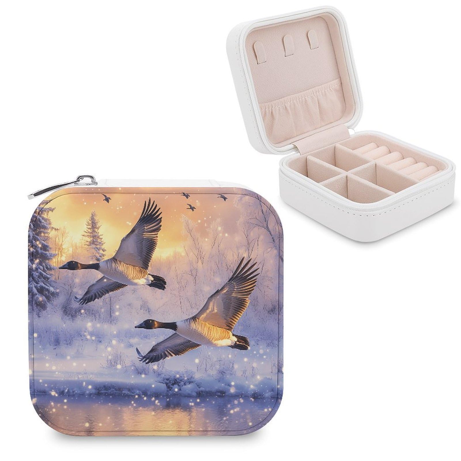 CUTJMDNGH Canadian Flight Bird Geese Jewelry Box for Women Jewellery Case Organizer Storage Boxes Craft