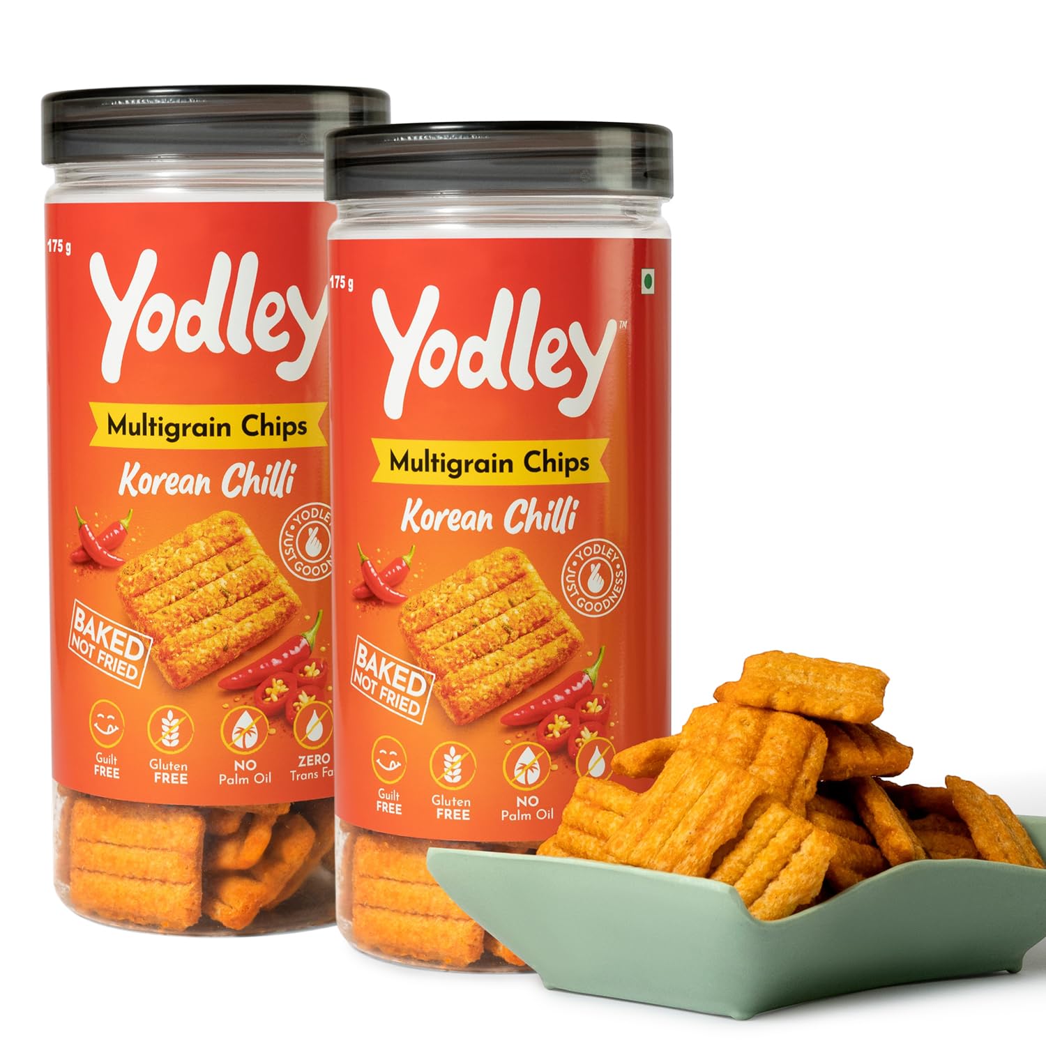 Yodley Multigrain Chips – Baked Healthy Snack | Gluten Free, No Palm Oil, No Maida | Jowar & Foxtail Millet Chips | Low Oil Guilt-Free Snacks for Tea Time, Office & Fitness Diet (Pack of 2, Korean Chilli)-image-16