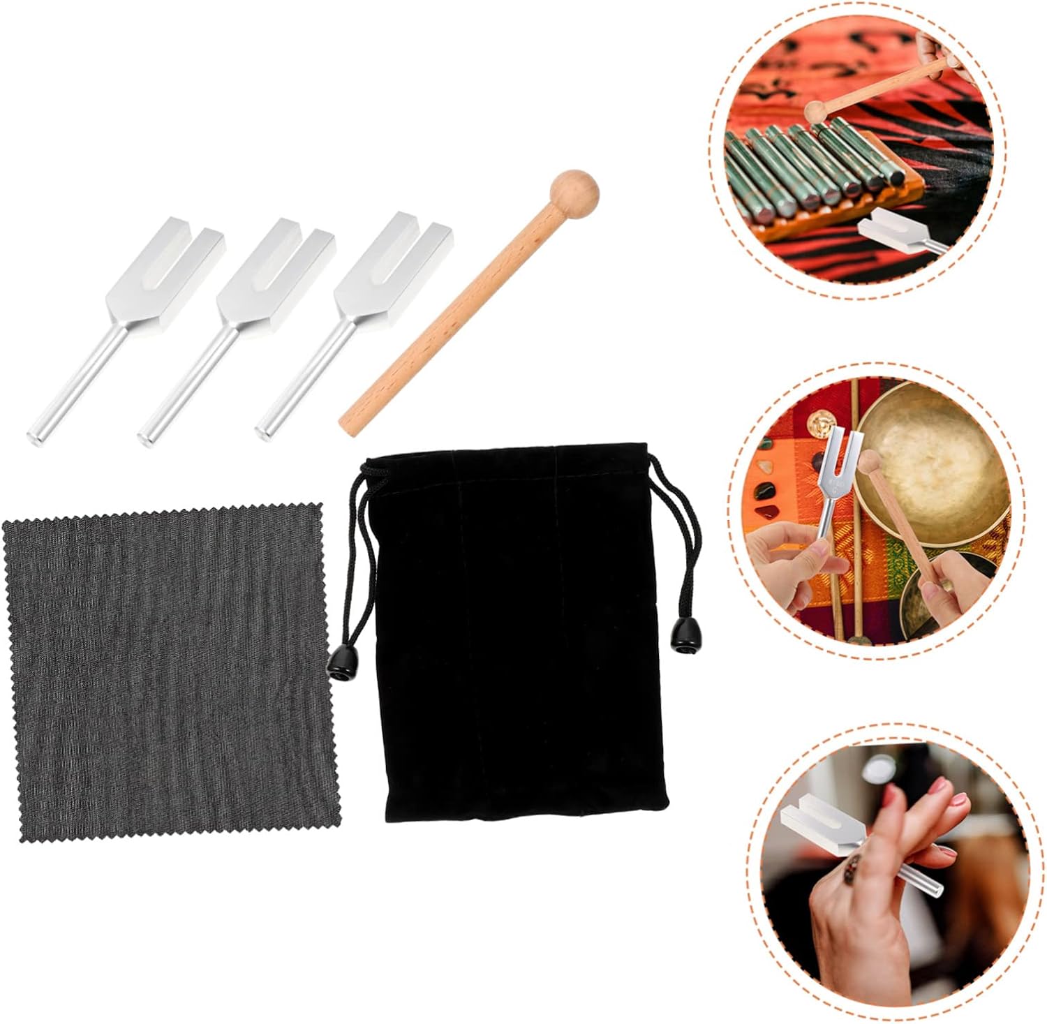 Professional Tuning Fork Hammer Tuning Forks Wooden Mallets for Music Therapy Healing and Relaxation