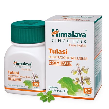 Himalaya Wellness Tulasi, 60 Tablets | Pure Herbs for Respiratory Wellness | Holy Basil |Relieves cough and cold