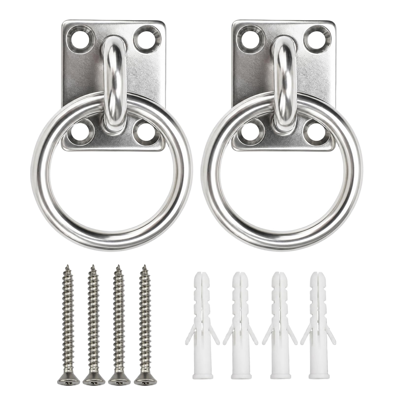 2 PCS Tie Rings on Plate, Horse Tie Up Rings,30mm x 35mm Heavy-Duty Galvanised Tie Rings for Horses,Animal Tether Horse Hay Net Tack Stable Ring Hook for Horse Pony Dog Animal