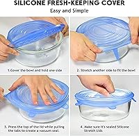 Vista 7 de 12 tapas de silicona elásticas reutilizables para almacenamiento de alimentos, fundas de silicona resistentes al calor para tazas, latas, tarros