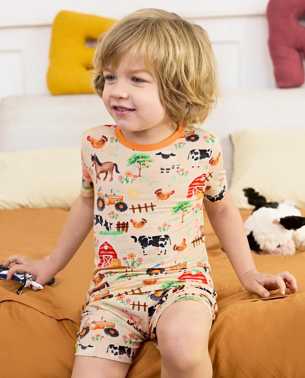 babee Reshinee Bamboo Viscose Toddler Car Pajamas Boys Girls Kids Short Cool Summer 12M-8Y Snug fit Pjs Set 2pcs