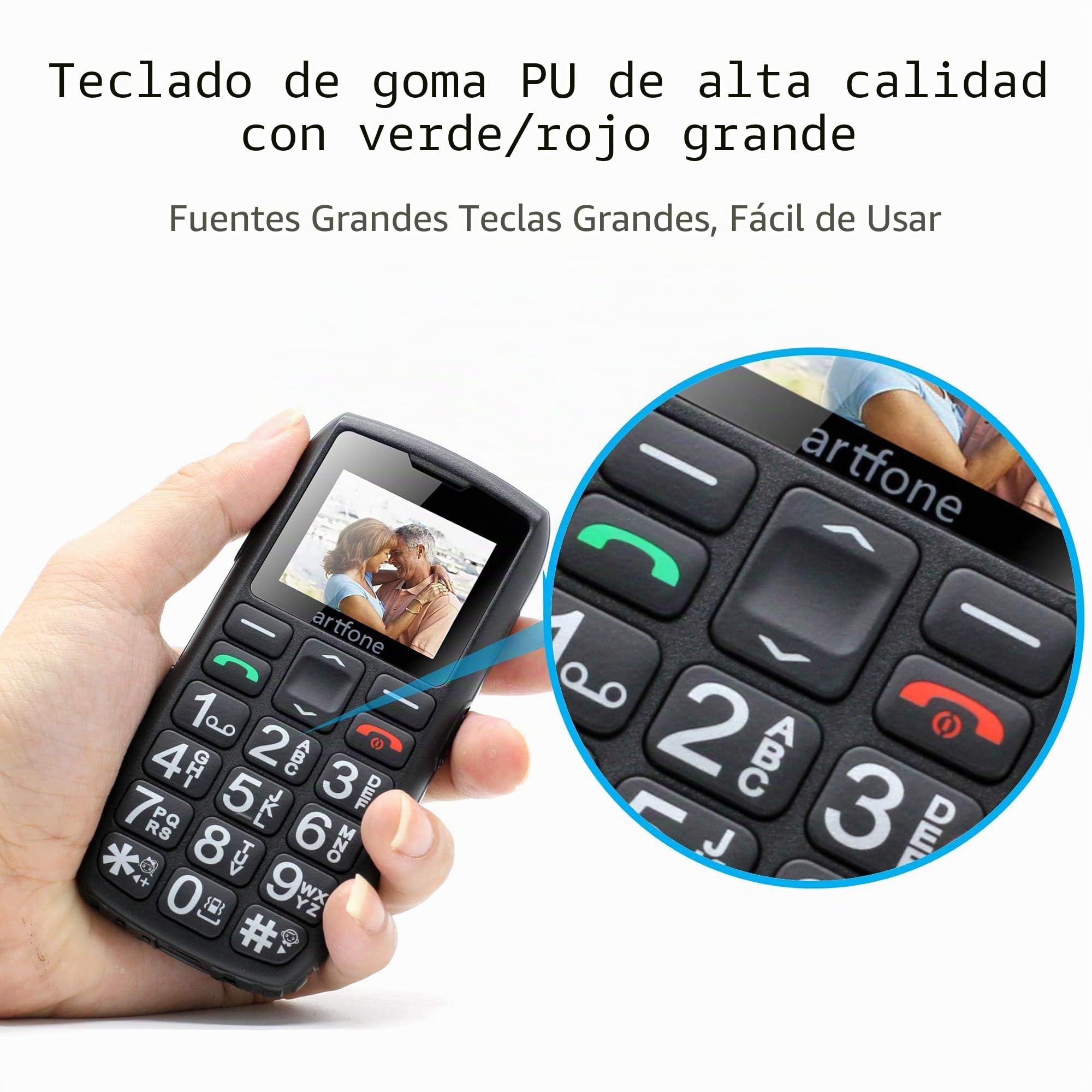 artfone C1+ gsm Teléfono Móvil para Personas Mayores丨Senior Móviles de Teclas Grandes丨Base Cargadora丨Doble SIM丨FM Radio丨Llamada Rápida丨Botón SOS丨Volumen Alto丨Batería de 1800 mAh丨USB-C - Negro