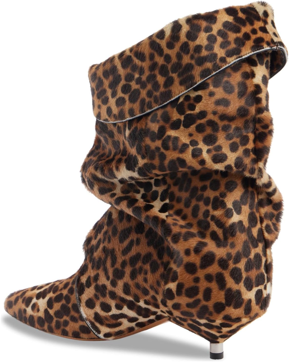 Yishaweiqi Kitten Heel Mid Calf Boots for Women Metallic Low Heel Ankle Boots Pull On Pointed Toe Slouch Boots Fall Suede Boots