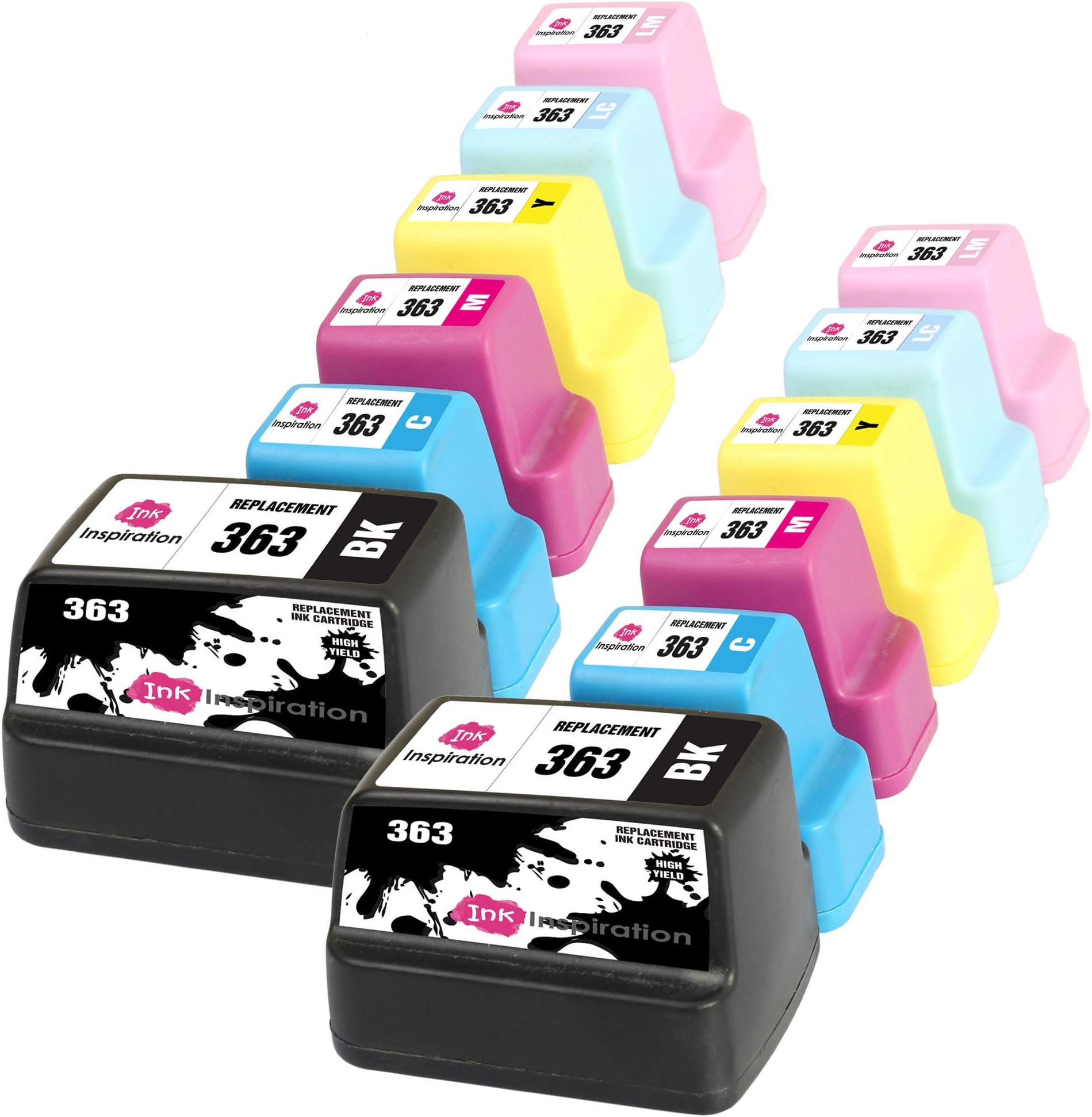 Ink Inspiration® Replacement for HP 363 Ink Cartridges 12-Pack, Use with HP Photosmart C7280 C8180 C5180 C6180 C6280 C7180 3310 3210 3110 8250 D6160 D7160 D7260 D7460