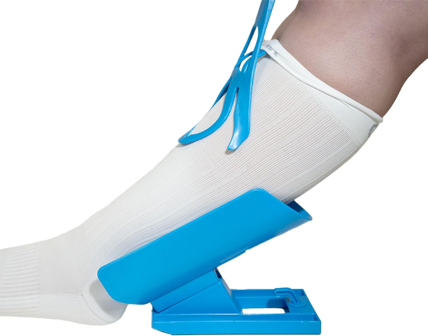 OrthoSleeve Sock Aid Device with Handle, Easy On Off Sock Assistant, Blue, Mobility Aid for Limited Range of Motion