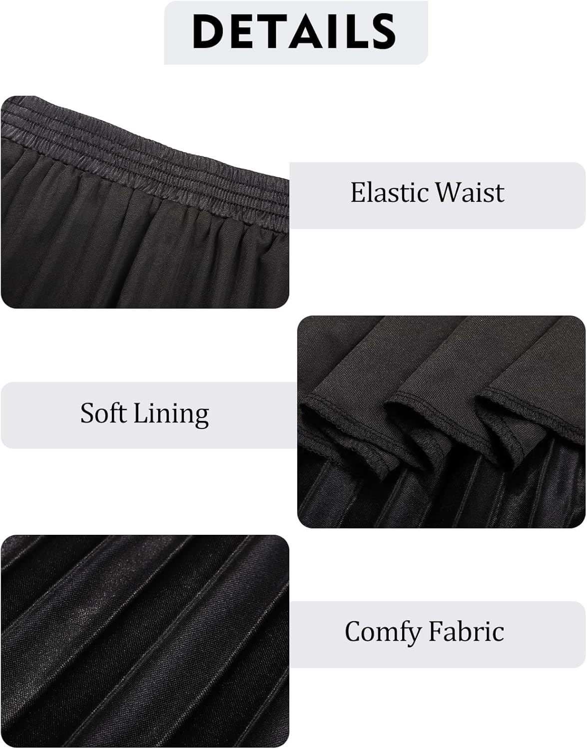 Flygo Pleated Skirts for Women Elastic High Waist A-Line Midi Skirt Casual Flowy Swing Pleated Skirt - Image 6