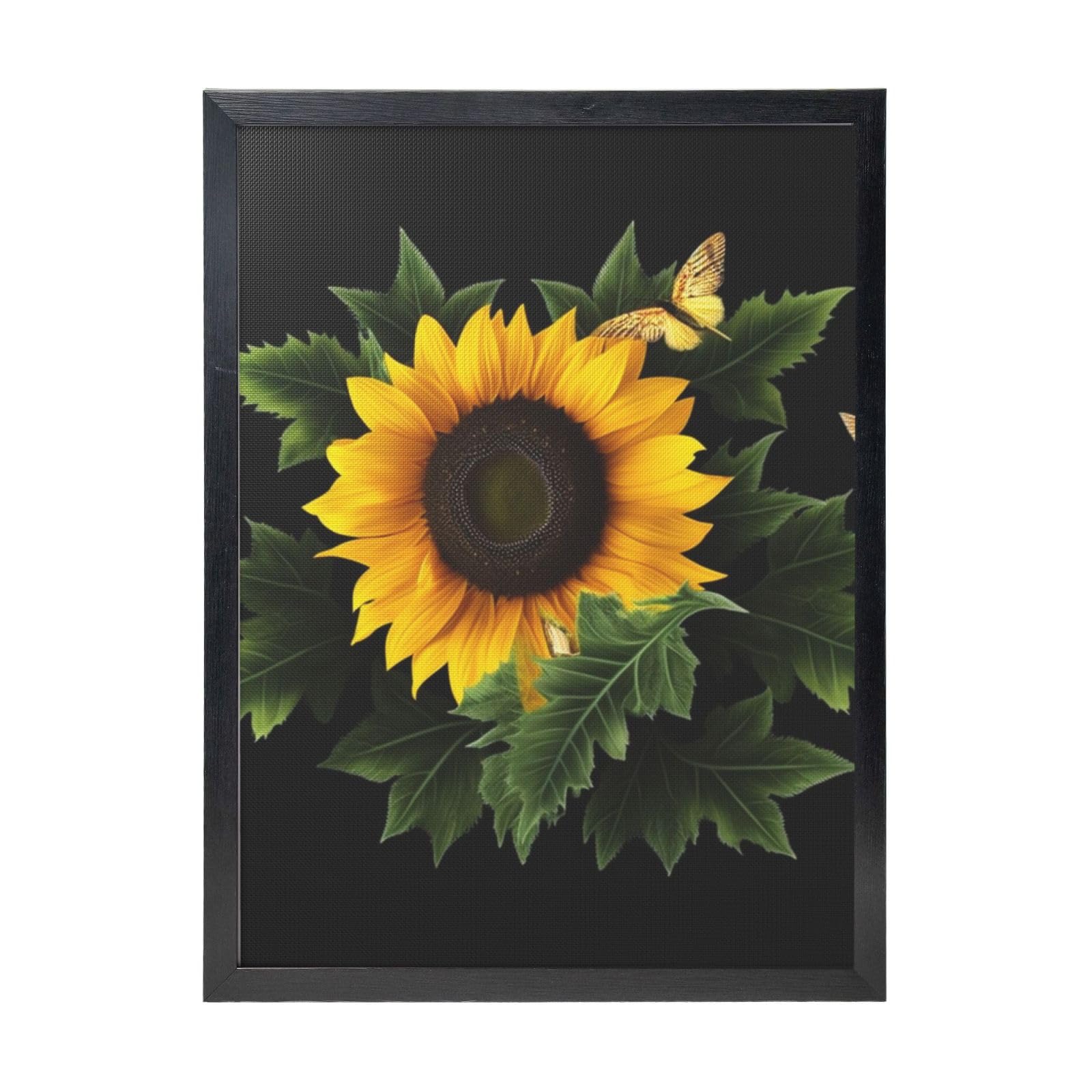 Framed Wall Art - Decorative Canvas Painting Weed with Sunflower Pictures Poster Aesthetic Modern Prints Artwork for Bedroom Office Wall Decor Ready To Hang 12x16 in