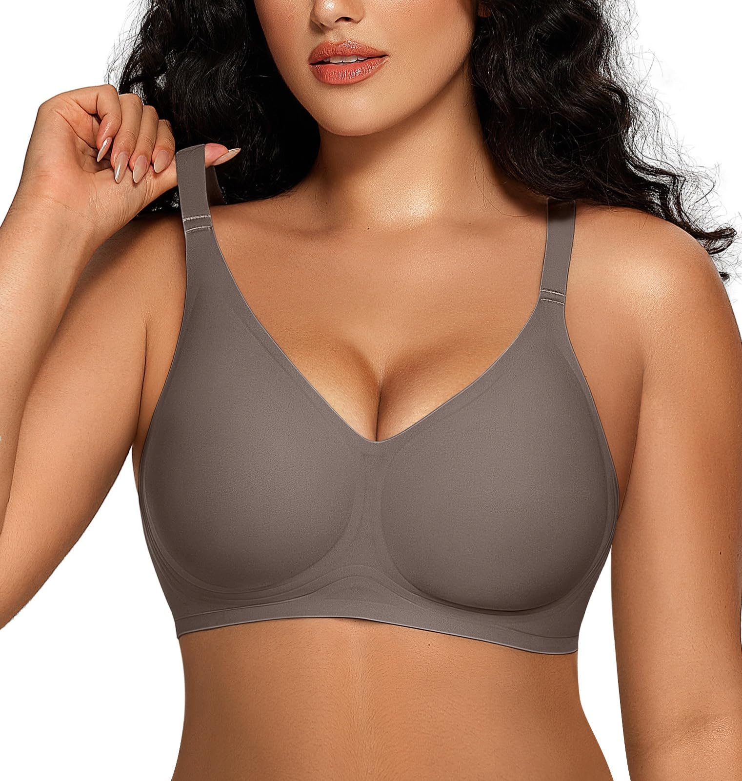 OEAKWomen Comfortable Push Up Bras Wireless Seamless Full Coverage Bralette Buttery Soft Everyday Tshirt Bra Convertible Bra Grey,3XLOEKO-TEX STANDARD 100