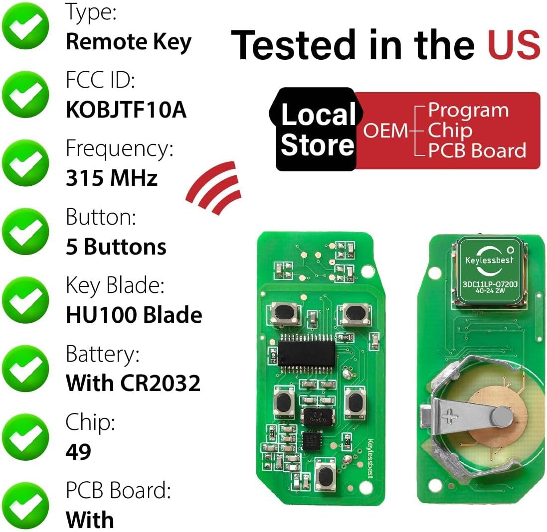 Replacement for 2012 - 2018 Land Rover LR2 LR4 Discovery Key Fob Remote Control KOBJTF10A 5 Buttons 315MHz - Image 4