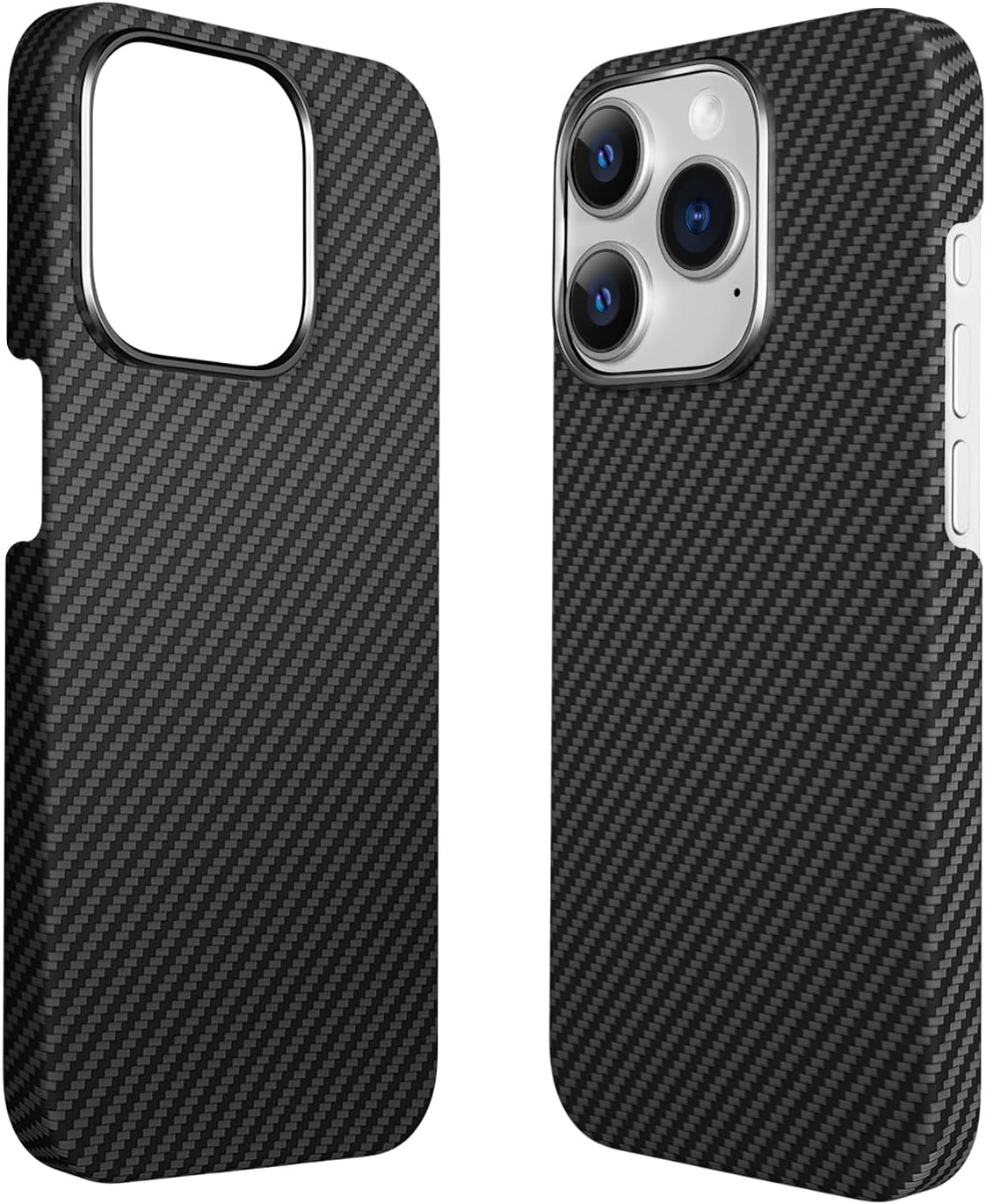 Real Aramid Fiber Case for iPhone 15 Pro [6.1 inch] Compatible Magnetic,1500D Aramid Weave,Ultra-Thin Cover with a Caseless Feel,Carbon Fiber Textures Design Kevlar Protection (Black-SW)