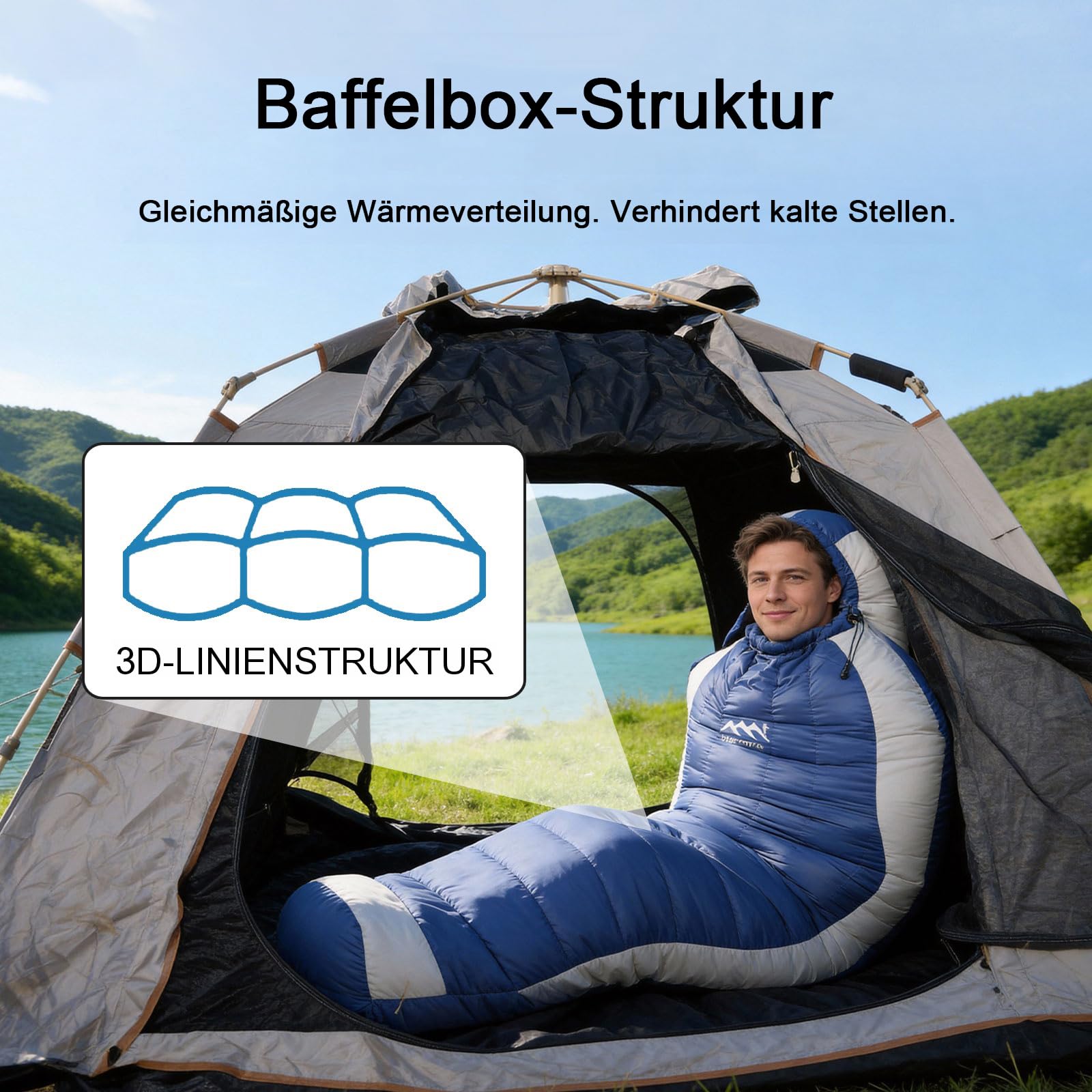 Ultraleicht Daunenschlafsack mit Kissen, Kleiner Leichter Sommer Schlafsack 680FP für Erwachsene und Kinder Wandern,Trekking und Camping Outdoor