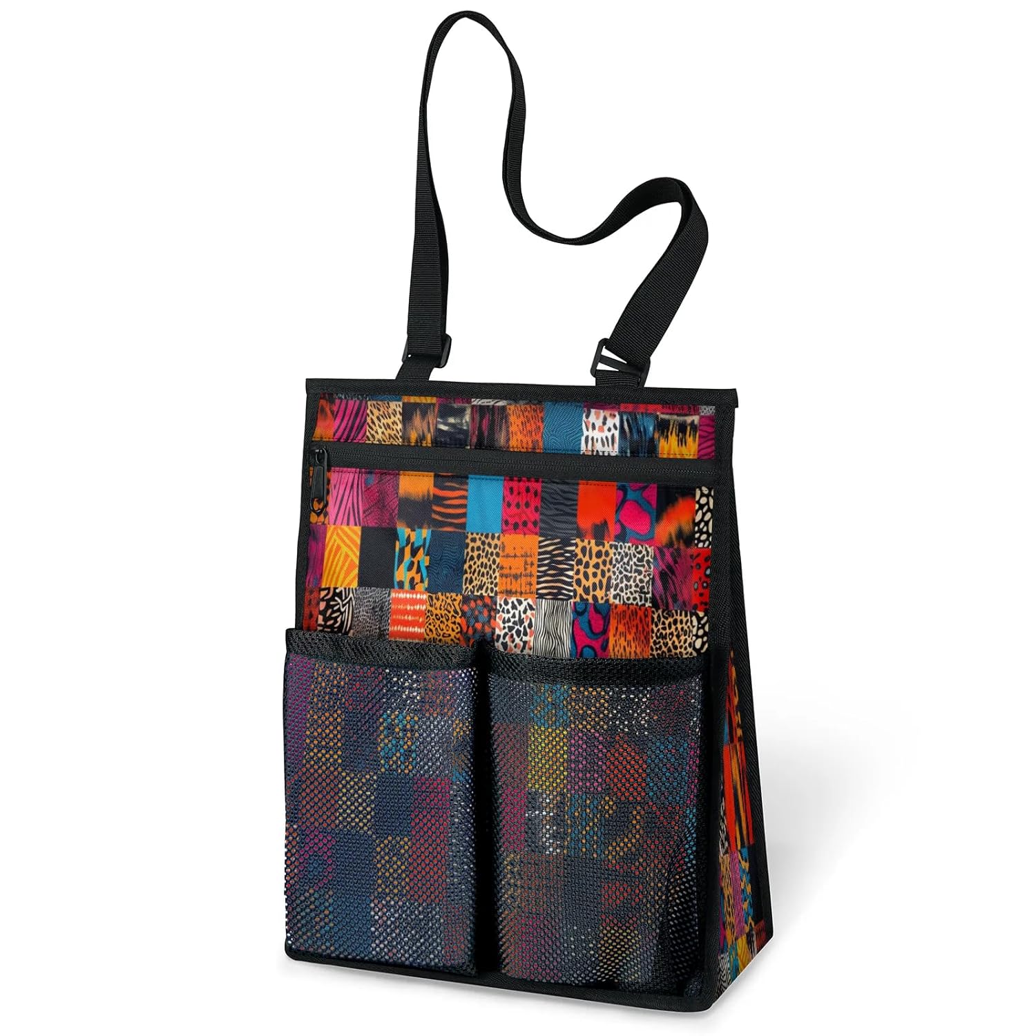 Ourtheme African Ethnic Pattern Portable Shower Bag for Travel Gym Camp Beach Tote Shower Caddy Bags Hanging Toiletry