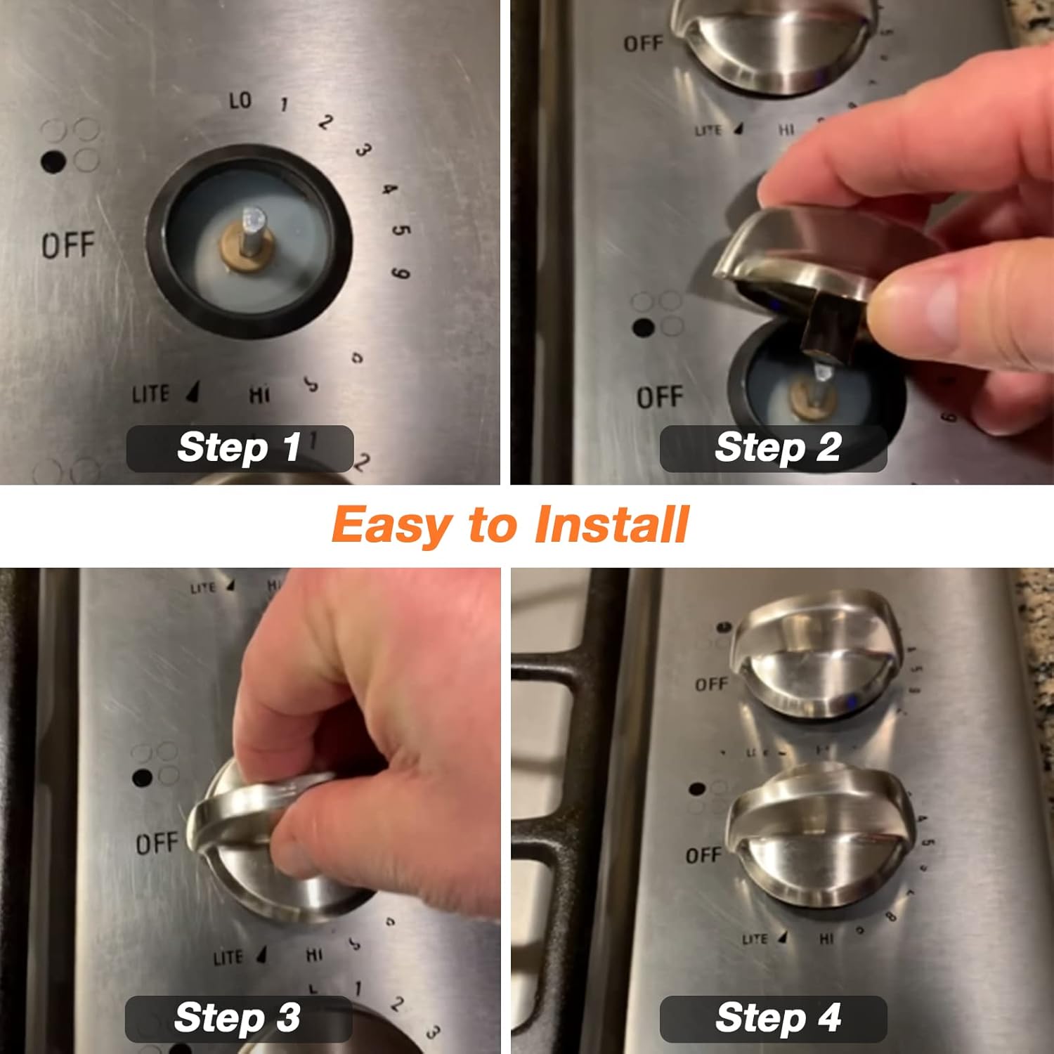 Blutoget WB03T10325 Heavy Metal Knobs 6 Pack Fit for General Electric GE Cooktop Burner Range Control Knob -Replaces AP5690210 PS3510510 2691864 PS3510510 Burner Stove Knob