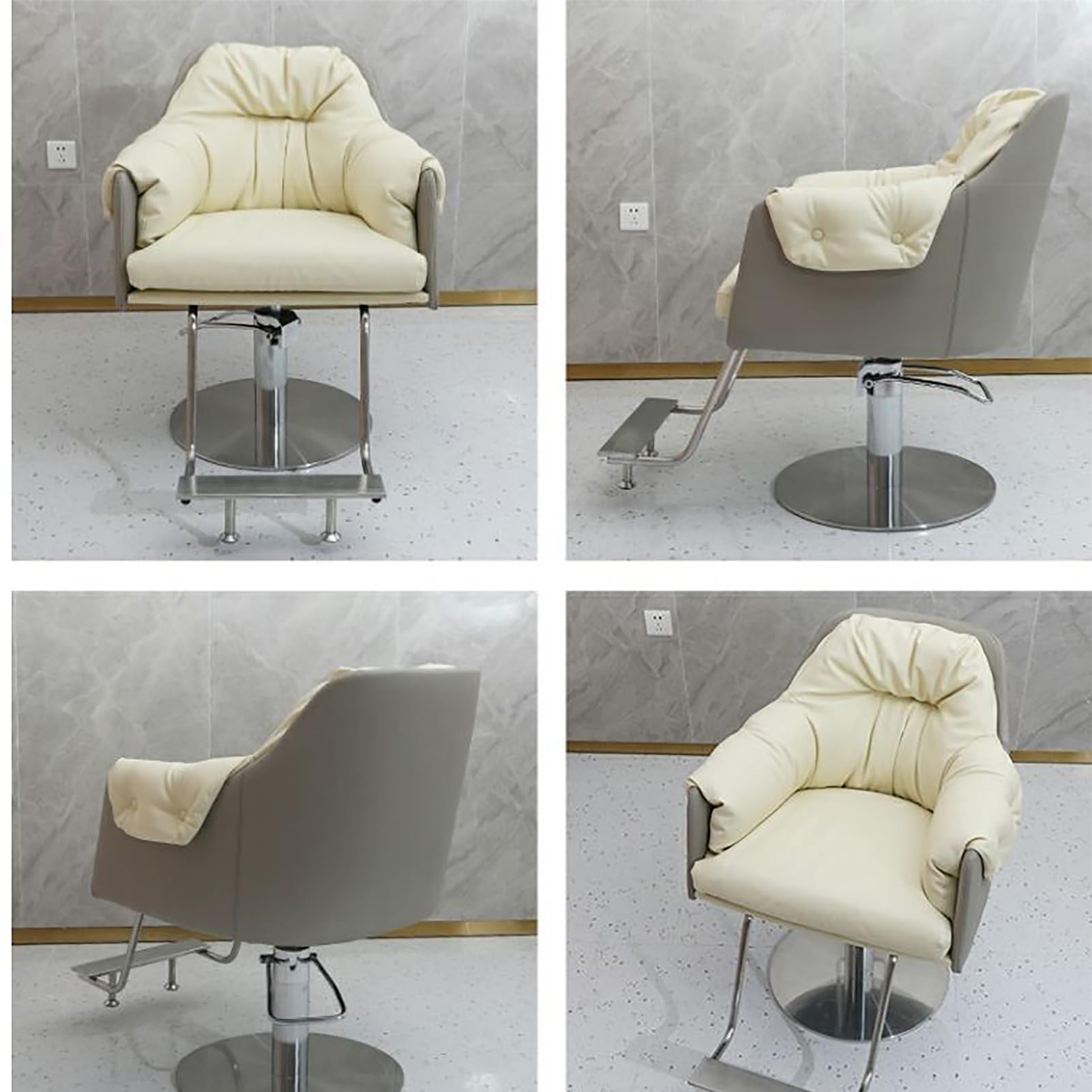 Poltrone da Barbiere in Pelle PU Girevole a 360 Gradi Regolabile per Salone di Bellezza, Tatuaggio, Parrucchiere, rasatura, Styling, E, 2