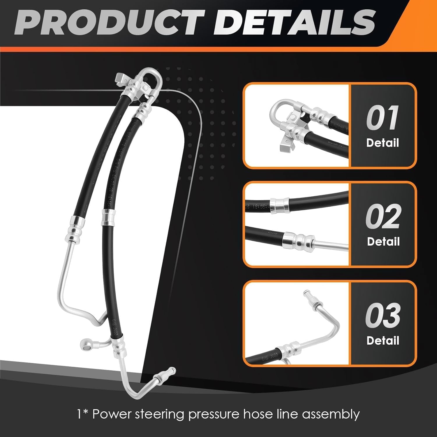3401109 Power Steering Hose Pressure Line Hose Assembly Compatible with 2001-2005 320i 2000 323Ci 2003-2006 325Ci 2003-2006 325i 32416764726 32416774215