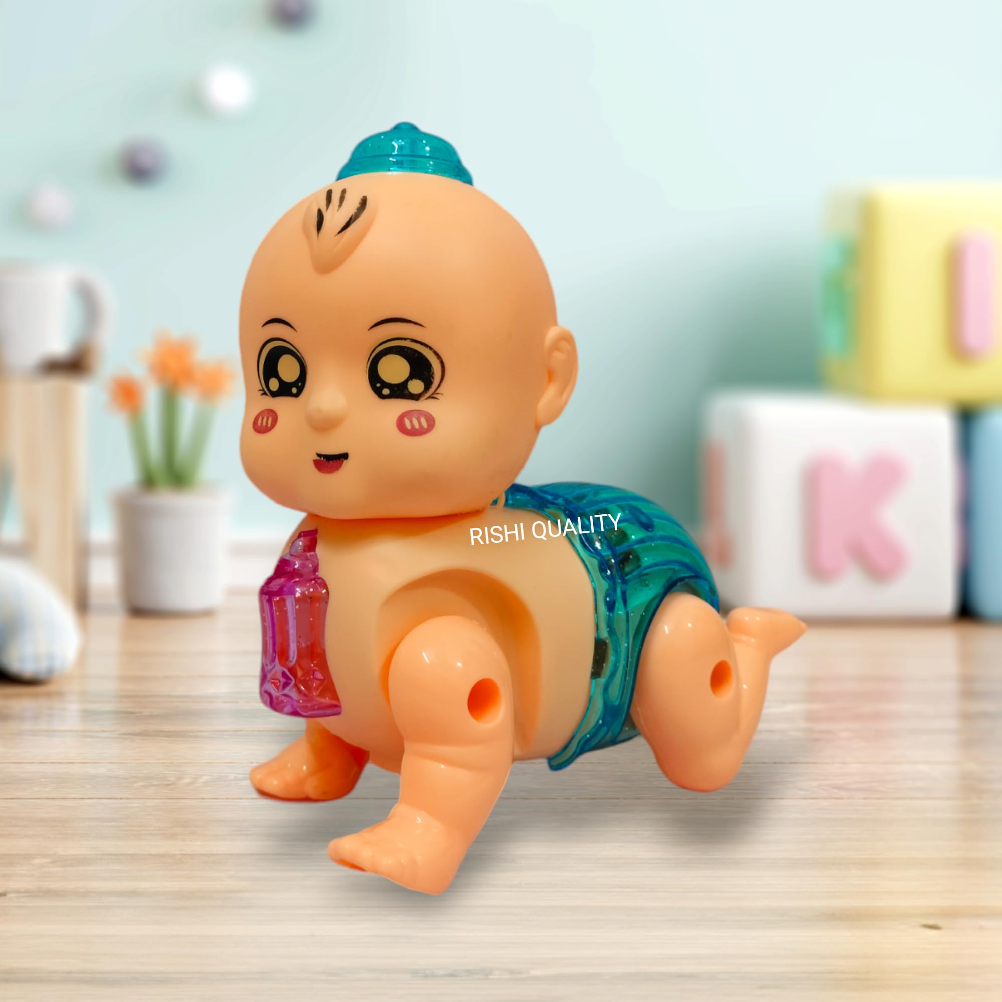 RISHI QUALITY Musical Baby Crawling Toy for Kids with 3D Flashing Lights & Sound Toys Plastic for Babies early Learning Musical Toy. Rakshabandhan Gift for Kids. (Colour May Vary) (Cute Baby) (B0D98YNDWB) Amazon Price History, Amazon Price Tracker