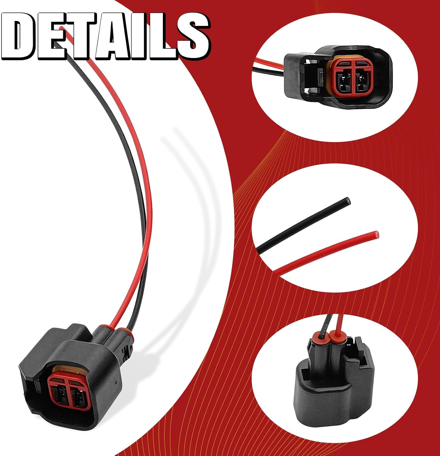 8PCS Fuel Injector Connector Pigtail Kit, Waterproof Shell Wiring Harness Replacement for OEM# 5013995AA & 5161919AA, Compatible with Dodge, Ford, Chevy