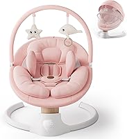 FasonBaby Electric Baby Swing for Infants - 5 Speeds, 10 Melodies, Bluetooth, Remote Control, Portable Pink Indoor/Outdoor