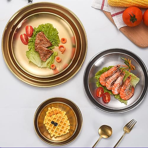 Miniatura 6 de AIYoo Juego de 2 platos redondos de acero inoxidable, platos de metal de 7 pulgadas, ideales para picnic, platos de campamento al aire libre,