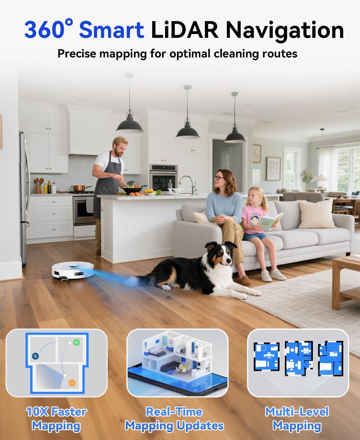 Diagram showing the Redroad Robot Vacuum R11 in Vacuum Only, Mop Only, and Vacuum & Mop configurations