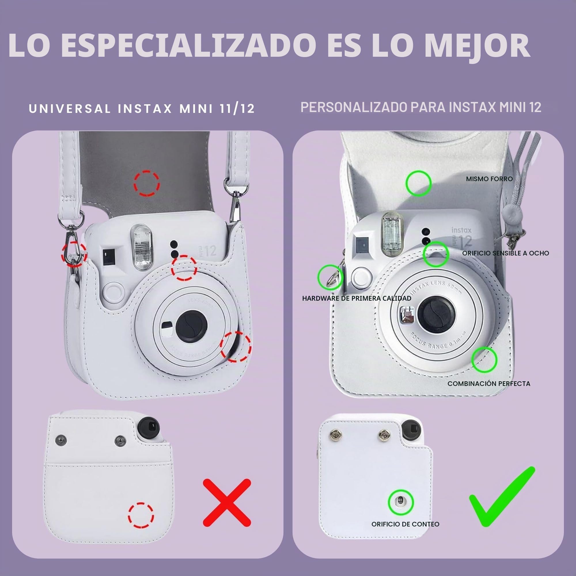 Paquete de cámara instantánea Clikoze con cámara Fujifilm Mini 12 morado lila, película Fujifilm Mini de 40 disparos, estuche Clikoze Mini 12, álbum en miniatura, pegatinas de película, filtros de