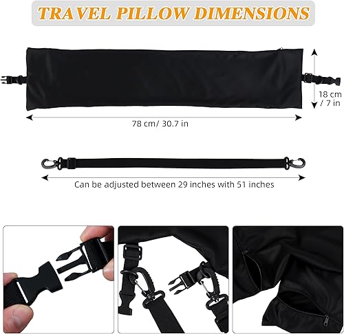 Miniatura 2 de Tugaizi Almohada de viaje rellena con ropa ajustable para el cuello de viaje, funda de almohada de viaje impermeable para 3 días esenciales, sin