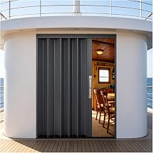 ERRULAN Aluminum Frame Accordion Door Exterior, Waterproof Folding Door Privacy Panel Screen for Deck, Locking Sliding Door with Mounting HardwareWxH 32x80in/81x203cm