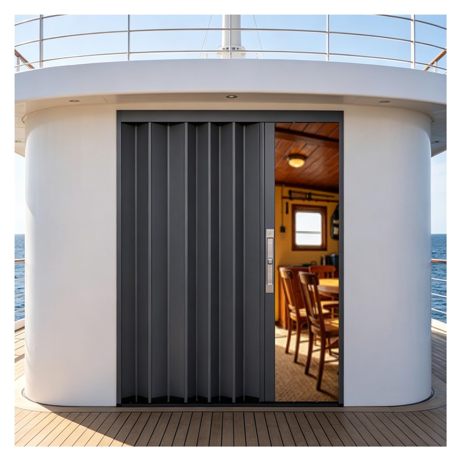 ERRULAN Aluminum Frame Accordion Door Exterior, Waterproof Folding Door Privacy Panel Screen for Deck, Locking Sliding Door with Mounting Hardware(WxH 32x80in/81x203cm)